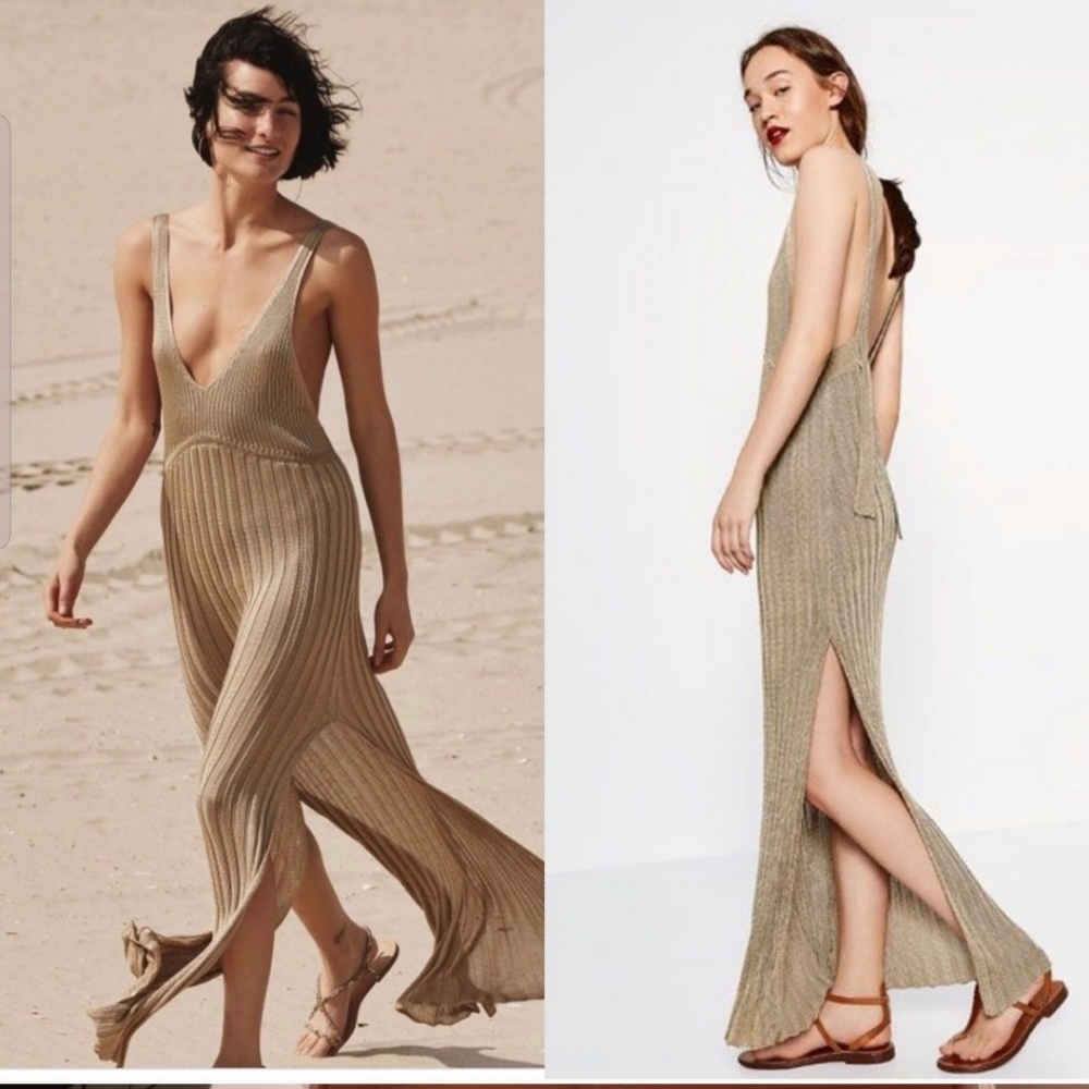 Limited edition Zara knit dress Gold